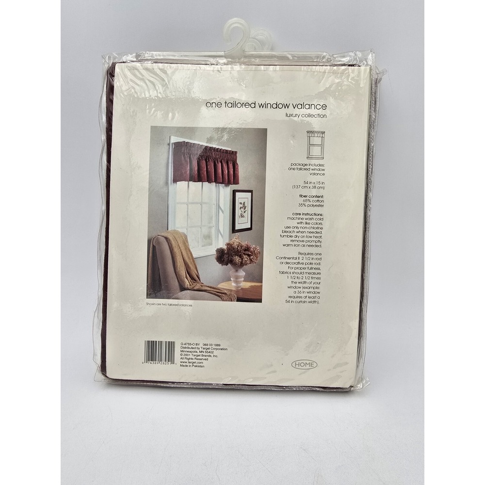 Lot Of 3 Window Valance Scroll Jacquard  54in×15in Burgundy Red  Target New - Picture 4 of 5